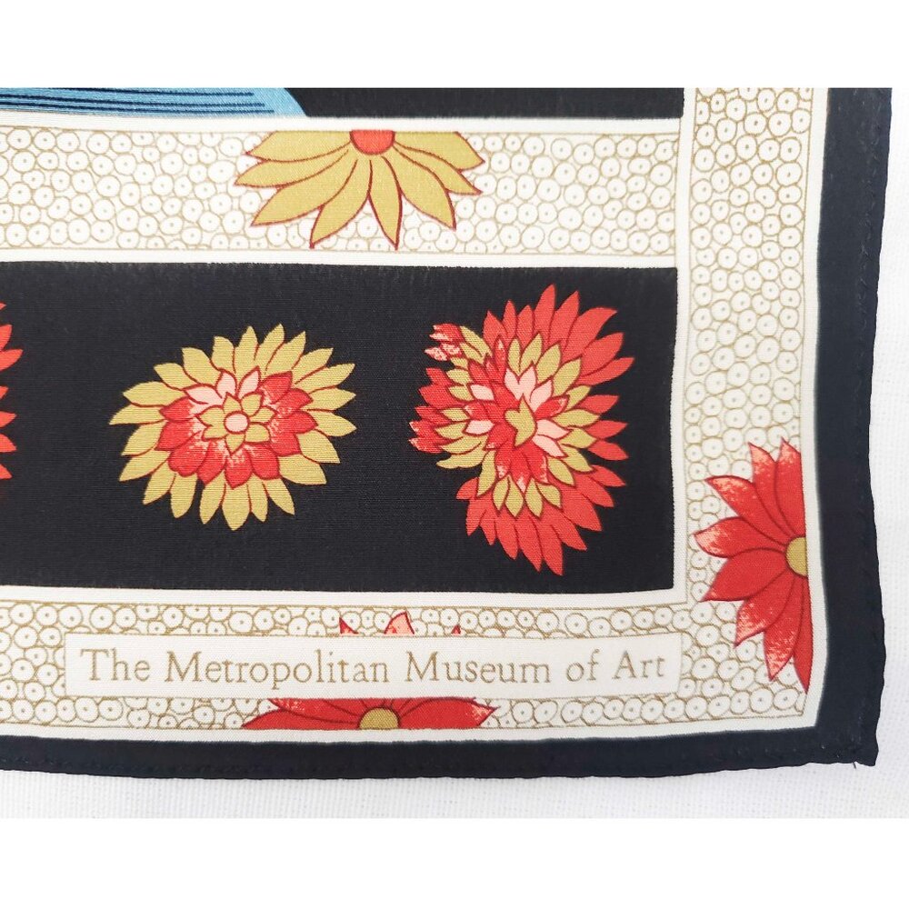 VTG Metropolitan Museum of Art Qing Dynasty Tree 100% Silk Oblong Scarf Floral - Picture 4 of 9